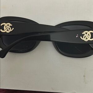 CHANEL Black Sunglasses with Gold Accents made in Italy no case
